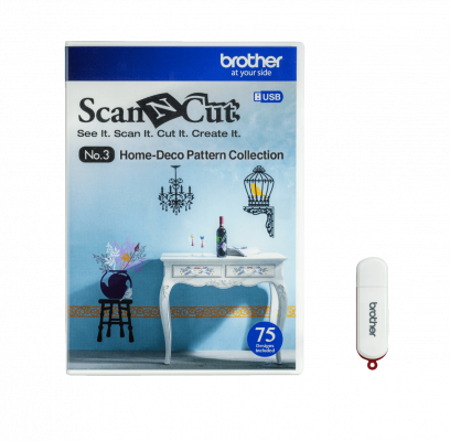 CAUSB3. BROTHER No.3 Memoria USB 75-Diseños Decorativos Hogar ScanNcut2 para Plotter de Corte