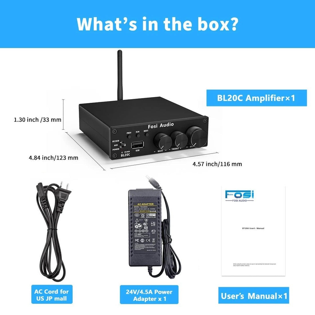 Amplificador de Potencia Fosi Audio BL20C + Sistema de Altavoces Pasivos Edifier P12 Potencia 20W Alta Fidelidad