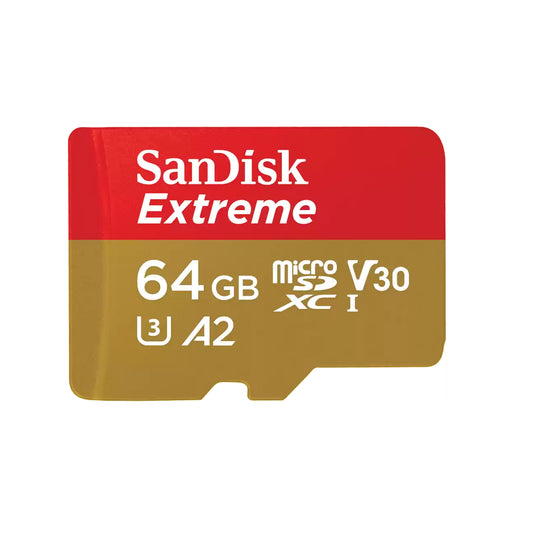 Tarjeta de Memoria MicroSDXC 64GB Sandisk Extreme U3 A2 V30 4K UHD2 Velocidad Lectura 170MB/s Velocidad Escritura 80MB/s