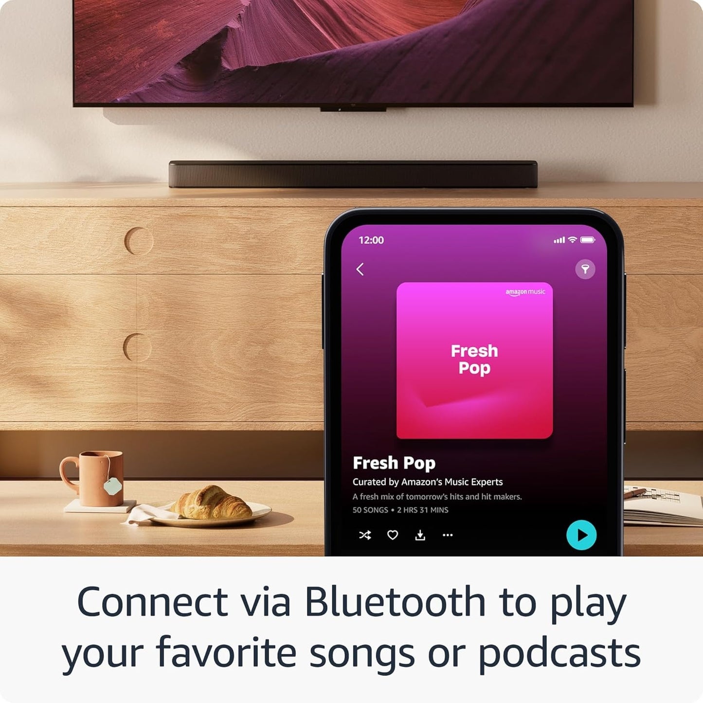 Barra sonora Fire TV Plus de Amazon acompañada de woofer grave (Caja abierta)