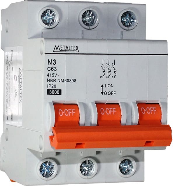 Interruptor automático 3 polos 3kA curva C serie N3 - 16A