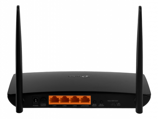 MR600. Enrutador TP-LINK de 300 Mbps con soporte 4G/LTE, ranura para 1 SIM, 1 puerto WAN, 3 puertos LAN de 1000 Mbps, 2 antenas SMA y doble banda 2,4/5 GHz AC1200