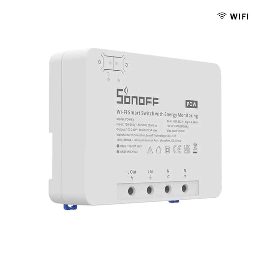 Conmutador inalámbrico con monitoreo de consumo eléctrico Sonoff POWR3 25A