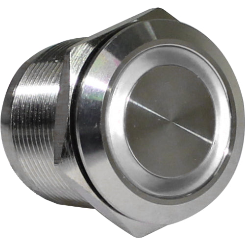 Botón antivandálico retentivo iluminado 19mm Serie AVI-R - Rojo - Piloto LED 220VAC/DC - Metálico negro