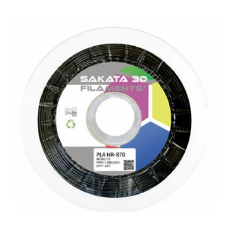 Filamento PLA HR-870 Tonalidad Negra Diámetro 1.75mm Peso 2.5kg – Sakata 3D