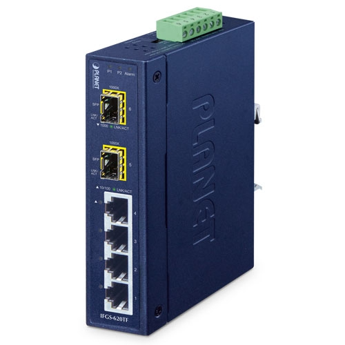 Conmutador Ethernet de Anillo Industrial IFGS-620TF de 4 Puertos 10/100TX y 2 Puertos 1000X SFP