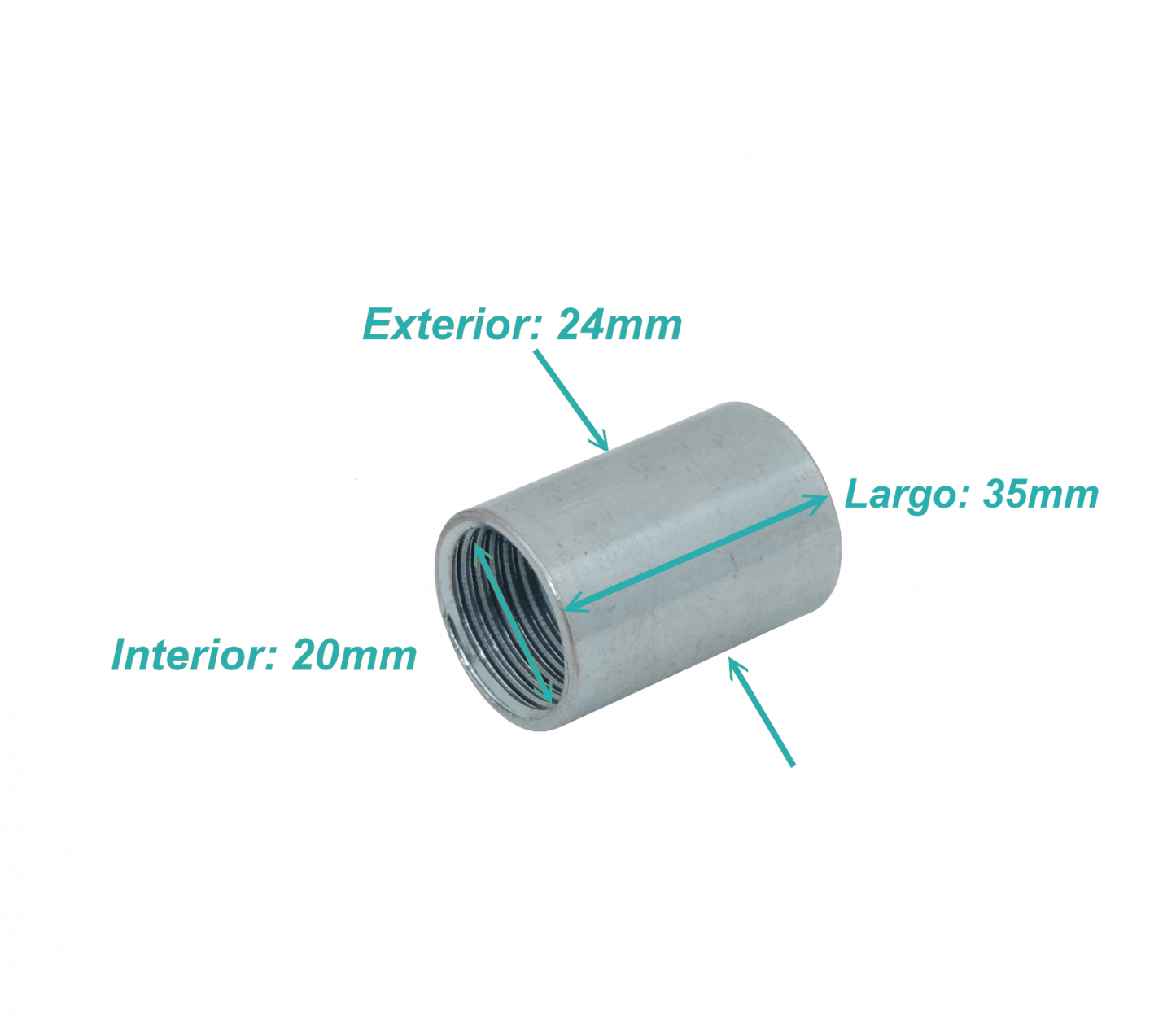 M12-COM IMC 1/2-Pulgada Acoplador Largo-35mm Rosca Interna 20/24mm-Diam-int/ext
