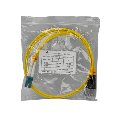 JFSLF1. Cable puente de fibra óptica monomodo dúplex LC-FC de 1 metro, núcleo/revestimiento 9/125 µm, con cubierta LSZH