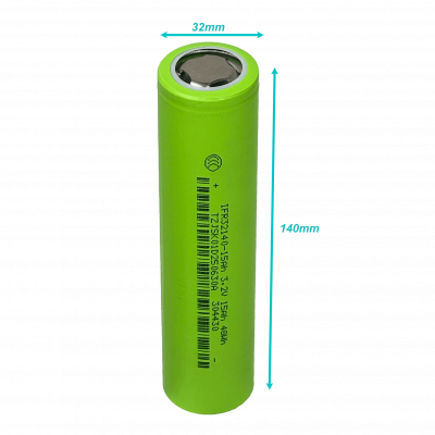 32140 Batería recargable de litio Li-ion de 3,2 V y 15 Ah, celda única de 32 x 140 mm, capacidad energética 48 Wh