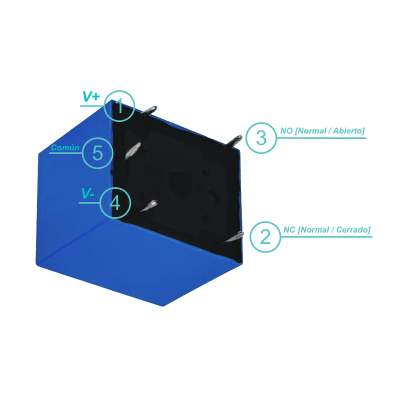 RELE12-3. Bobina-12VDC 5 pines NA/NC 5A/10A-250VAC Relevador Solenoide Relay
