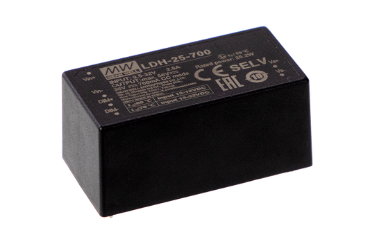 Conversor DC-DC Step-UP para LED 25W LDH-25 - Estilo de montaje PIN - 500mA (comúnmente usado)