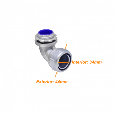 M01-SAC Conector Codo Metálico 1-Pulgada Prensaestopas para Tubo Flexible Aislante IP65