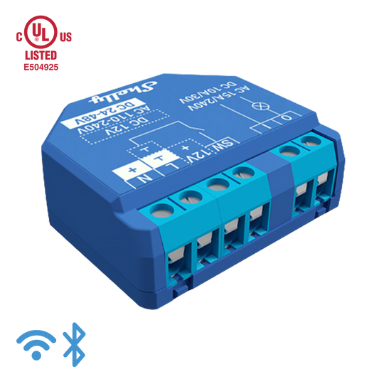 Relé inteligente operado por WiFi, 1 canal 15A con contactos secos - Certificación UL