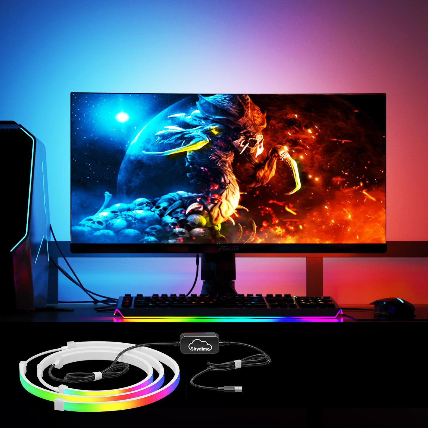 Pantalla de 24 Pulgadas con Retroiluminación LED RGBIC Skydimo de Sincronización Inteligente