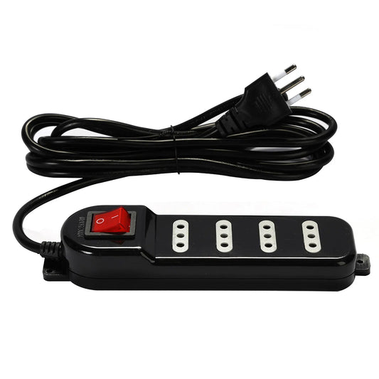 Extensión de tomacorriente con interruptor selector 4 vías 3 Metros acabado Negro – Macrotel