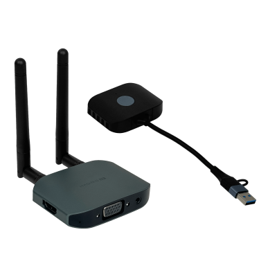 HDMI2-5C Kit inalámbrico HDMI-VGA-AUX de doble banda 2,4/5 GHz, alimentación requerida 5V USB-C/A, resolución 1080p