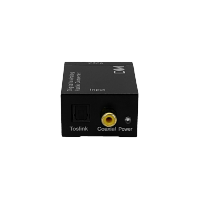 TOSLINK-RCA Convertidor de Señal de Audio Óptica/Toslink o Coaxial a 2 Conectores RCA Hembra, 51x42x26mm, Alimentación 5V