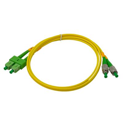 JFSAH1. Cable Pigtail de Fibra Óptica de 1 metro SC/APC-FC/APC Monomodo SM Dúplex 9/125um 3mm
