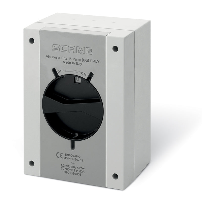 Interruptor - seccionador de maniobra 125A 3P 240x340x137mm   IP66/IP69 marca Scame (Italia)