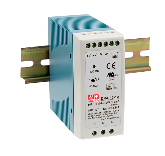 Fuente de poder Riel DIN 40W ajustable 3 en 1 plástico DRA-40 - 24V