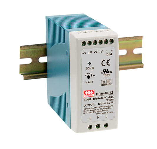 Fuente de poder Riel DIN 40W ajustable 3 en 1 plástico DRA-40 - 24V