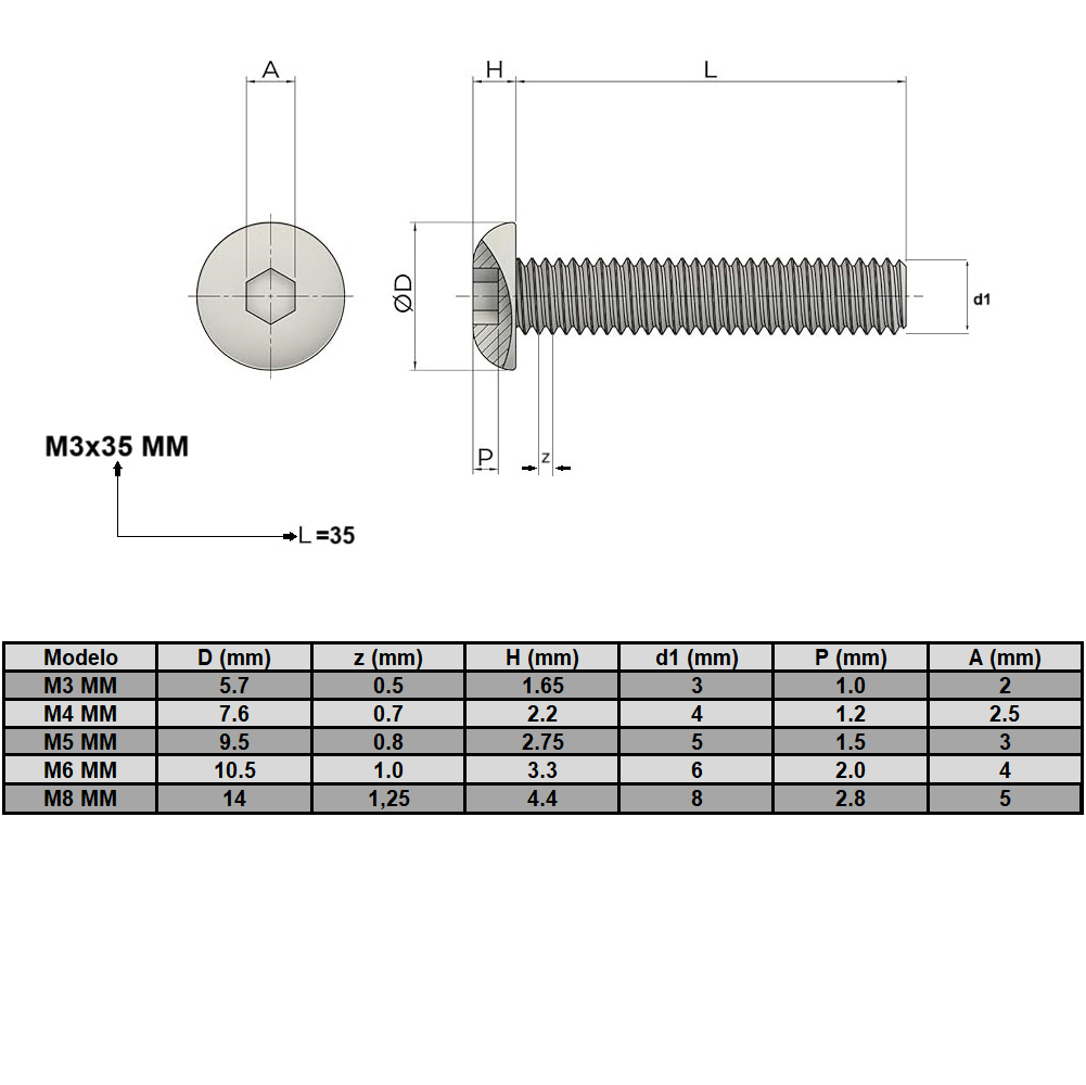Tuerca en forma de "T" M5 + tornillos para perfil Tslot 30 mm (Pack 50 pares)