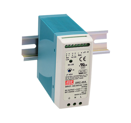 Fuente de poder riel DIN con UPS 40W DRC-40 - 13.8V / 13.8V