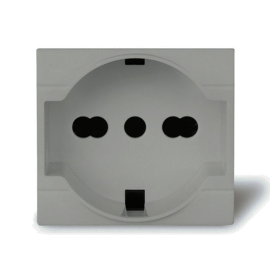 MOD. ENCHUFE SCHUKO 2P+T 10A/16A 220-250V gris claro