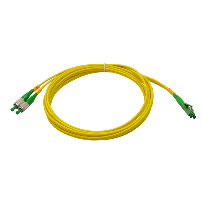 JFSBH3. Cable de interconexión de fibra óptica monomodo dúplex LC/APC a FC/APC de 3 metros, núcleo de 9/125 µm.