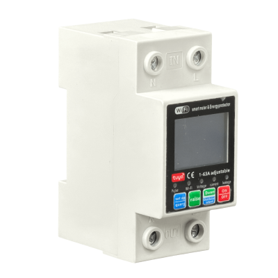 AUTO-WIFI-63A. Interruptor automático WiFi de 63 A, rango de voltaje ajustable 150-300 V y corriente regulable de 1 a 63 A