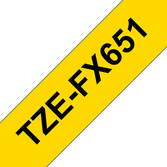 Brother Cinta amarillo sobre negro flexible 24mm x 8m