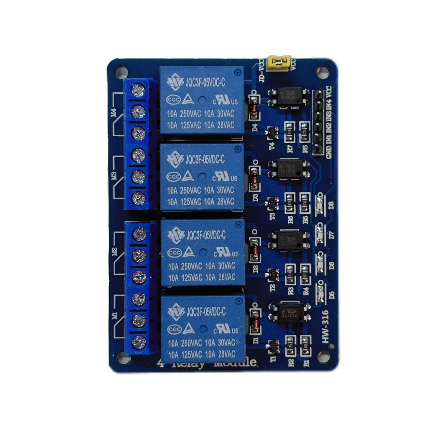 Placa Controladora Con 4 Relés Aislados Ópticamente