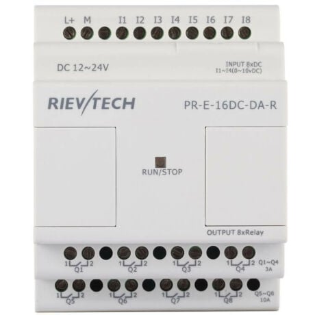 Módulo de expansión DC Rievtech 8 entradas y 8 salidas relé o transistor - 8 salidas relé