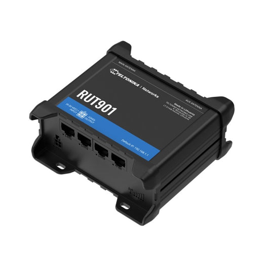 Equipo de encaminamiento celular industrial con conectividad 4G LTE (Categoría 4), 3G y 2G – Teltonika RUT901 con capacidad WiFi y gestión de dos SIM