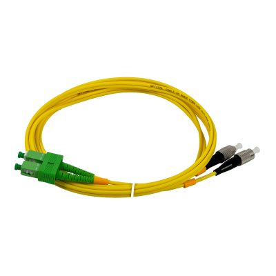JFSAF2. Cable puente de fibra óptica monomodo SM dúplex SC/APC a FC/UPC de 2 metros, 9/125 µm, diámetro 3 mm