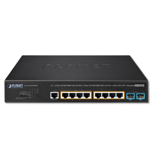 Switch Administrable L2+ AV 8 Puertos Gigabit PoE++ + 2 Puertos 10G SFP+ PLANET AVS-4210-8HP2X