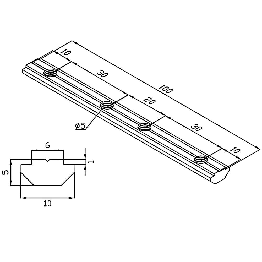 Conector lineal para perfiles estructurales 20x20 (Lote 2 piezas)