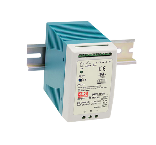 Fuente de poder riel DIN con UPS 100W DRC-100 - 13.8V / 13.8V
