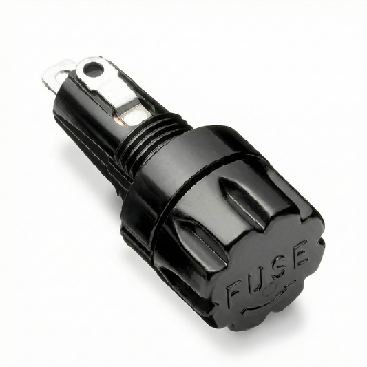 Porta fusible fijación panel para fusibles 6x32mm, 20A 250V max.