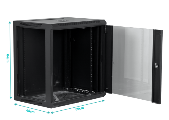 RK12-4L-LIQ. USADO LINKMADE CON RAYONES RACK DE PARED NEGRO 45Cm de profundidad 12U Gabinete Rack