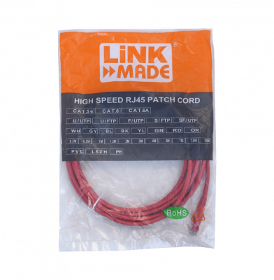 CP6R-40L LINKMADE 4mt Cat6 U/UTP Rojo LSZH Cable de Parcheo Inyectado Multifilar
