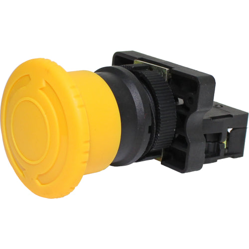 Botón de emergencia tipo hongo con traba plástico 1NC serie P20 - Rojo