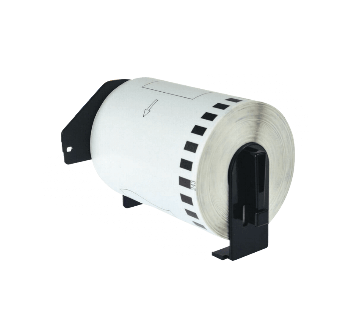 DK2243. Rollo continuo adhesivo de papel de 101 mm de ancho y 30,4 m de largo, impresión negra sobre fondo blanco, compatible con equipos QL de Brother.