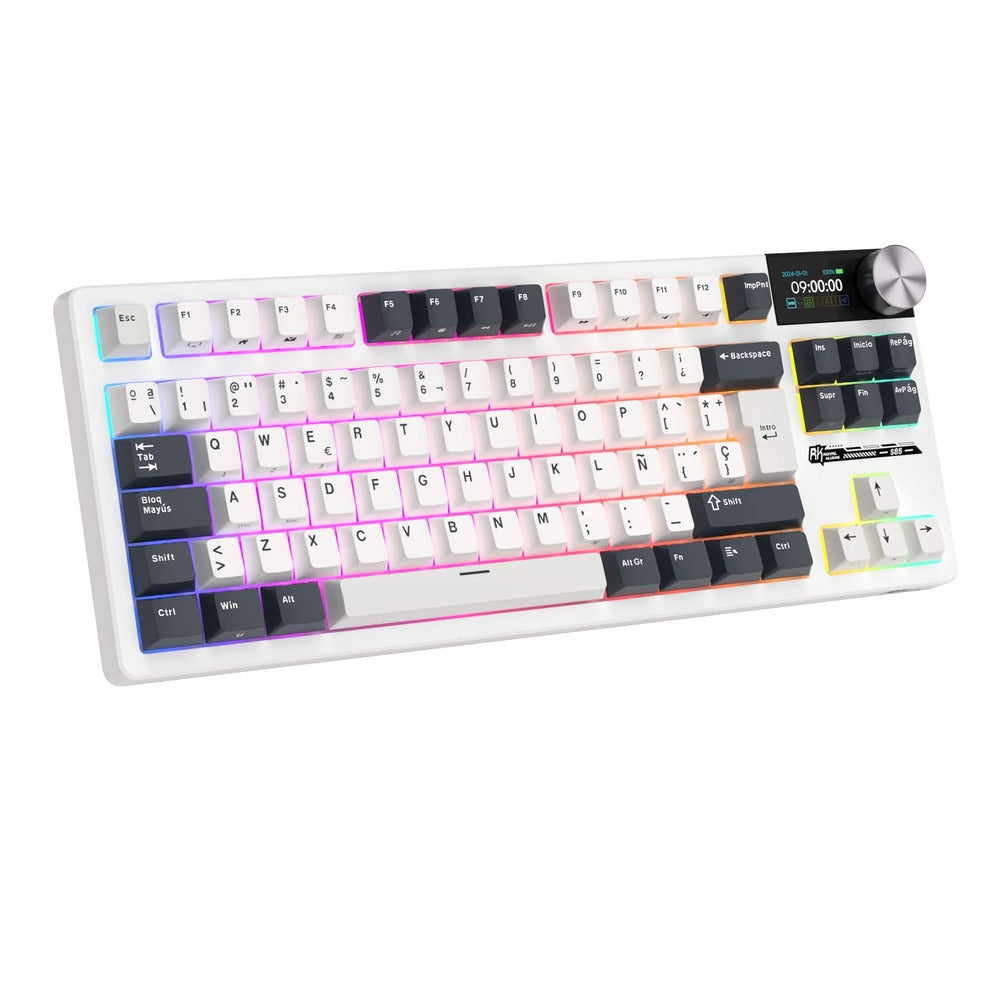 Teclado de Switches Mecánicos Inalámbrico Royal Kludge RK S85 White Night con Distribución 80% TKL Configuración Española