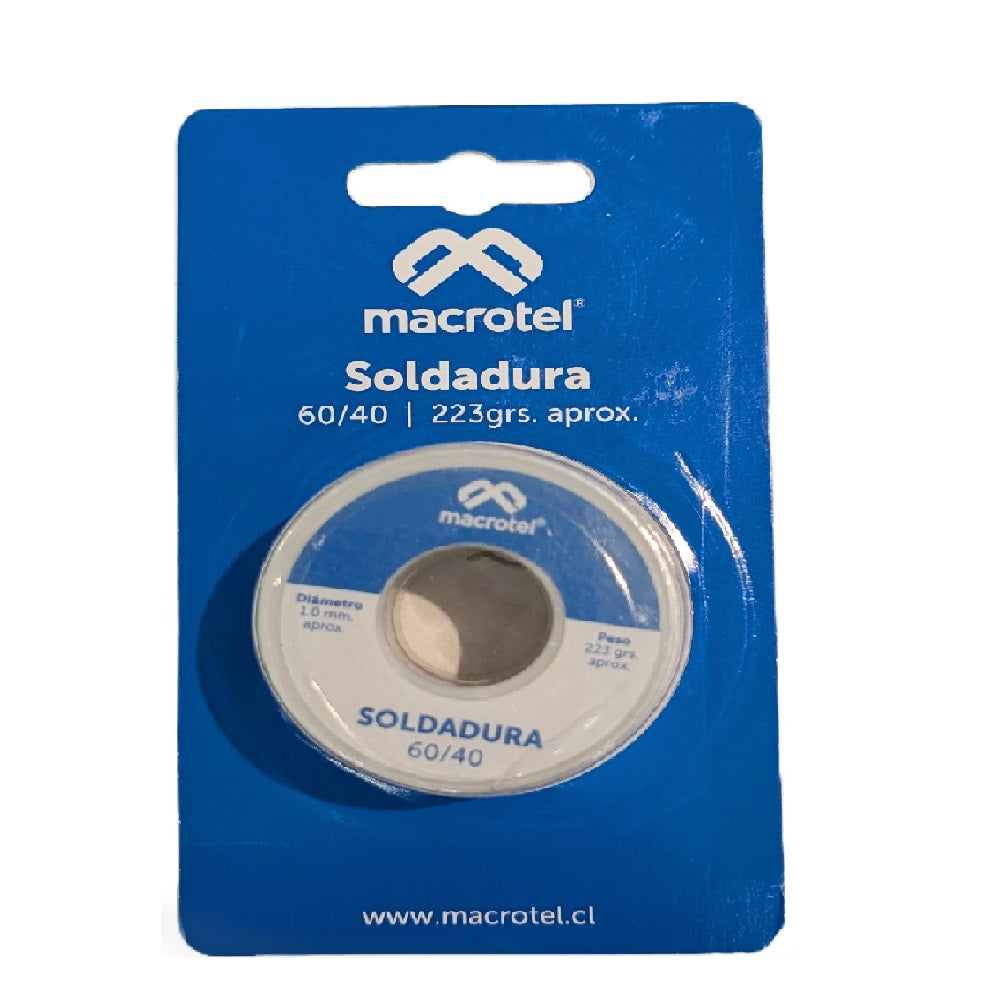 Estaño para Soldar Bobina 1mm/223g Aleación 60/40 – Macrotel MS-0550