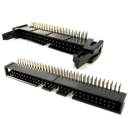 Conector IDC box header para PCB paso 2.54mm - Con eyector - 90° - 34 pines
