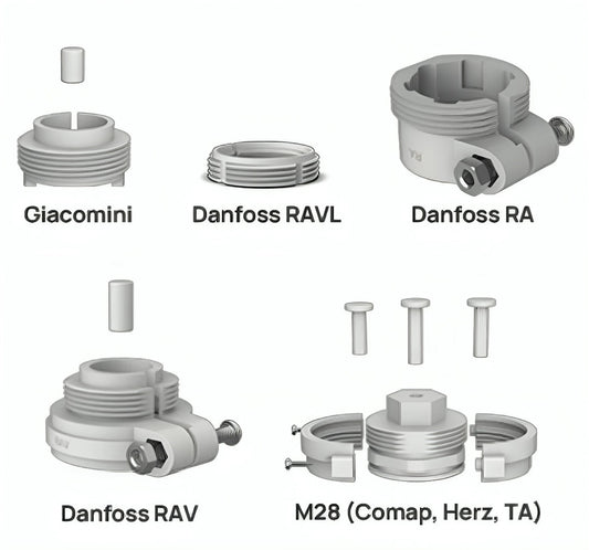 Kit de Adaptadores para Válvulas Termostáticas Milesight TRA3015 | M30 x 1.5 mm (Compatible WT101)