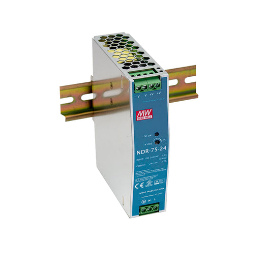 Alimentación regulada perfil DIN 24V 75W 3A – Mean Well NDR-75-24