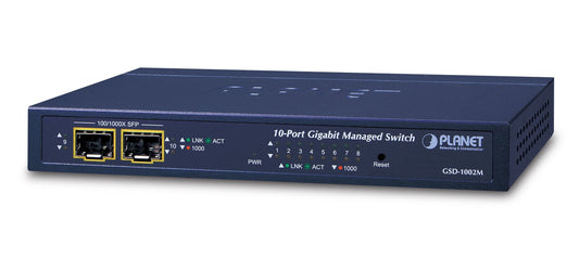 Switch de escritorio administrado SFP de 8 puertos 10/100/1000 Mbps + 2 puertos 100/1000X