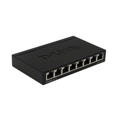 DGS-108. Conmutador D-LINK con carcasa metálica de 8 puertos a 1000 Mbps Gigabit, sin administración, no apto para bastidor, formato reducido, incluye fuente de 5V